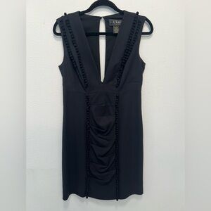 Nicole Miller Collection-Black- Silk Blend - Pom Pom Trim Sheath Dress - Size 8